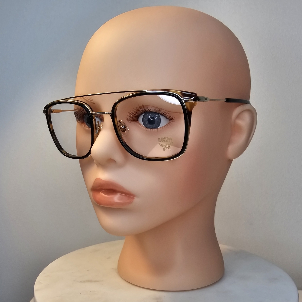 MCM Women's 53 mm Black & Havana Horned Aviator Style Eyeglasses Frames - Picture 6 of 15